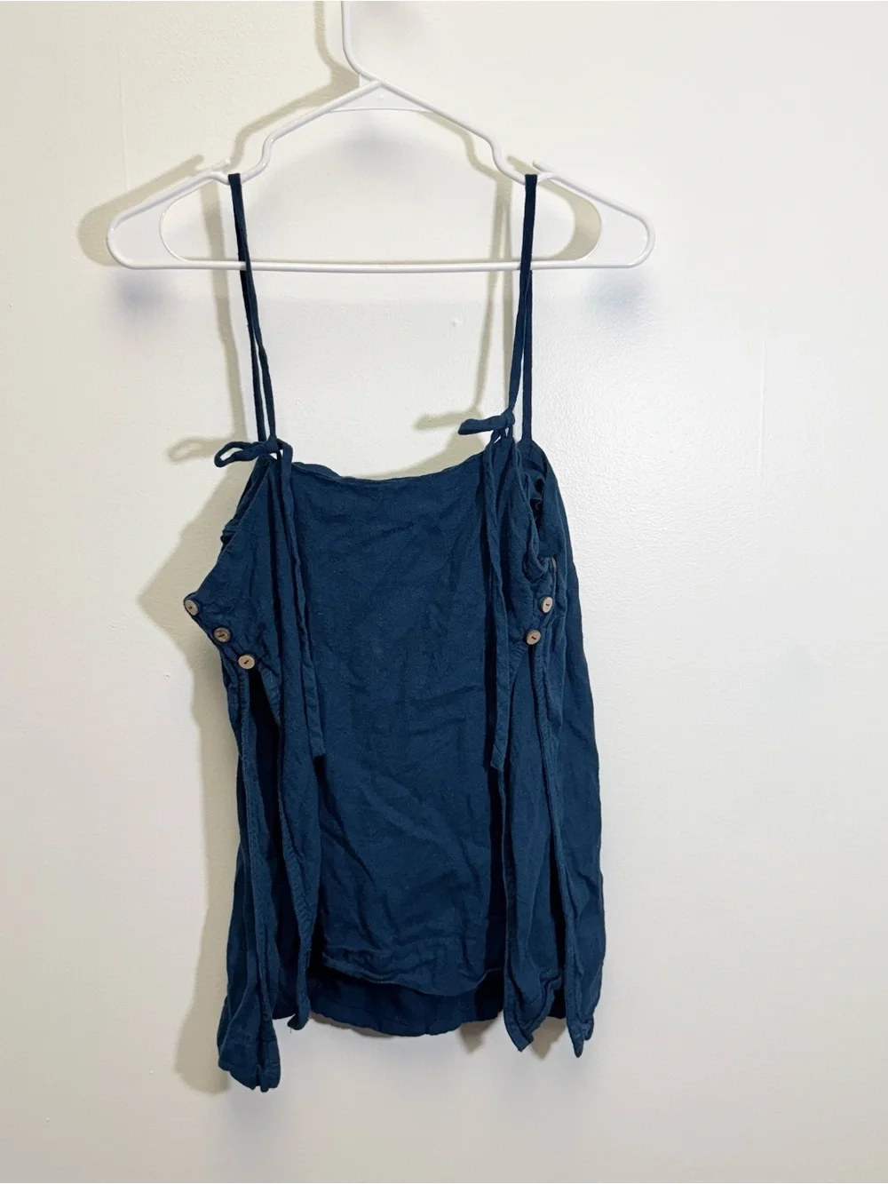Free People Free-est Sightseer Poseidon Navy Blue Linen Tank Pant Set Large